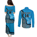 Custom Adelaide Strikers Couples Matching Puletasi and Long Sleeve Button Shirt Indigenous Art - Grunge Style