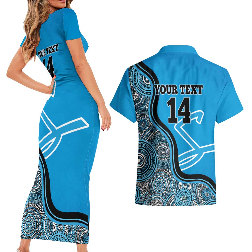 Custom Adelaide Strikers Couples Matching Short Sleeve Bodycon Dress and Hawaiian Shirt Indigenous Art - Grunge Style