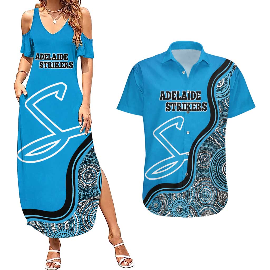 Custom Adelaide Strikers Couples Matching Summer Maxi Dress and Hawaiian Shirt Indigenous Art - Grunge Style