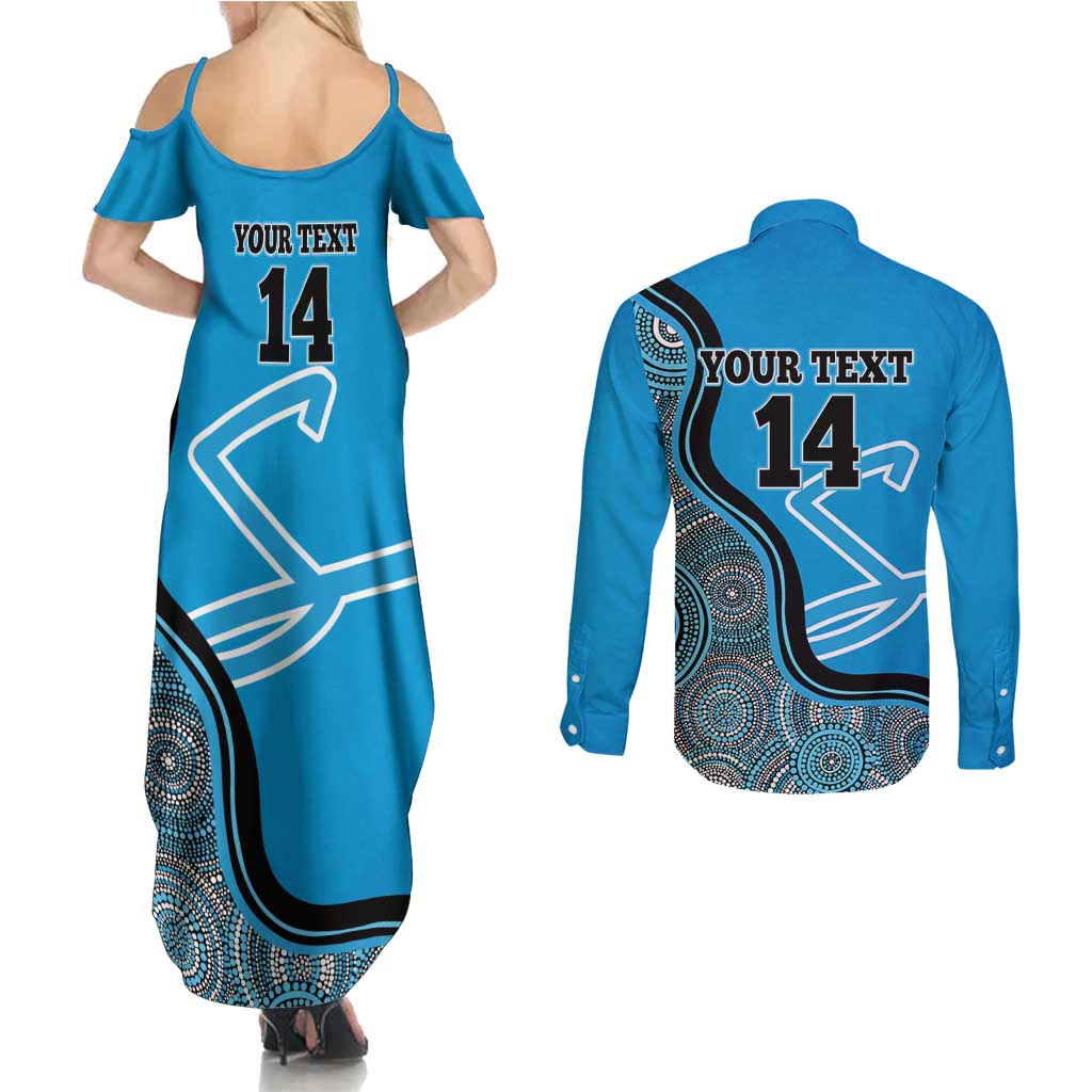 Custom Adelaide Strikers Couples Matching Summer Maxi Dress and Long Sleeve Button Shirt Indigenous Art - Grunge Style