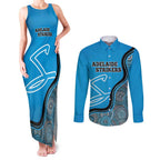 Custom Adelaide Strikers Couples Matching Tank Maxi Dress and Long Sleeve Button Shirt Indigenous Art - Grunge Style