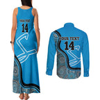 Custom Adelaide Strikers Couples Matching Tank Maxi Dress and Long Sleeve Button Shirt Indigenous Art - Grunge Style