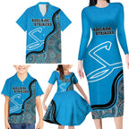 Custom Adelaide Strikers Family Matching Long Sleeve Bodycon Dress and Hawaiian Shirt Indigenous Art - Grunge Style