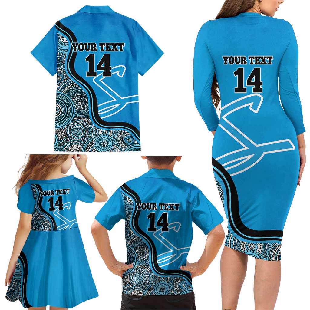 Custom Adelaide Strikers Family Matching Long Sleeve Bodycon Dress and Hawaiian Shirt Indigenous Art - Grunge Style