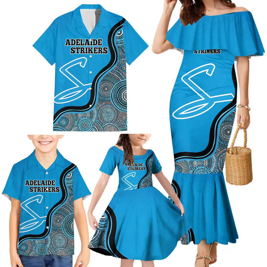 Custom Adelaide Strikers Family Matching Mermaid Dress and Hawaiian Shirt Indigenous Art - Grunge Style