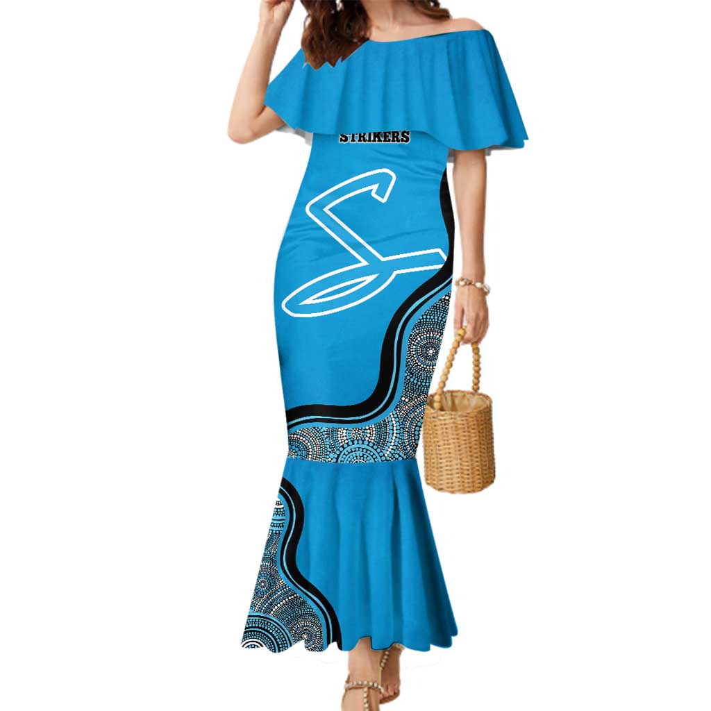 Custom Adelaide Strikers Family Matching Mermaid Dress and Hawaiian Shirt Indigenous Art - Grunge Style