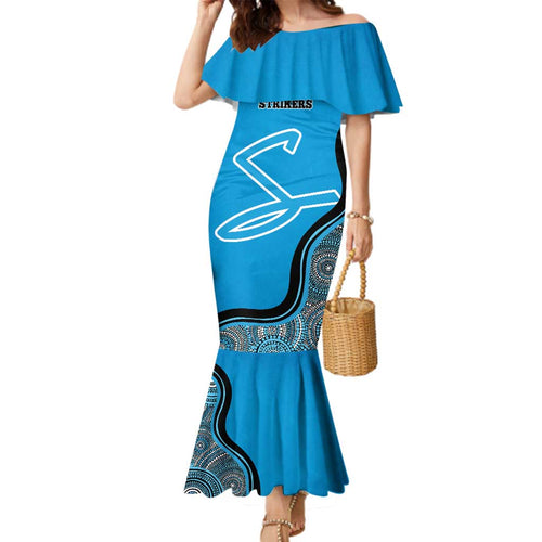 Custom Adelaide Strikers Family Matching Mermaid Dress and Hawaiian Shirt Indigenous Art - Grunge Style