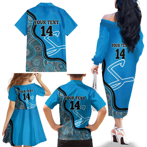 Custom Adelaide Strikers Family Matching Off The Shoulder Long Sleeve Dress and Hawaiian Shirt Indigenous Art - Grunge Style