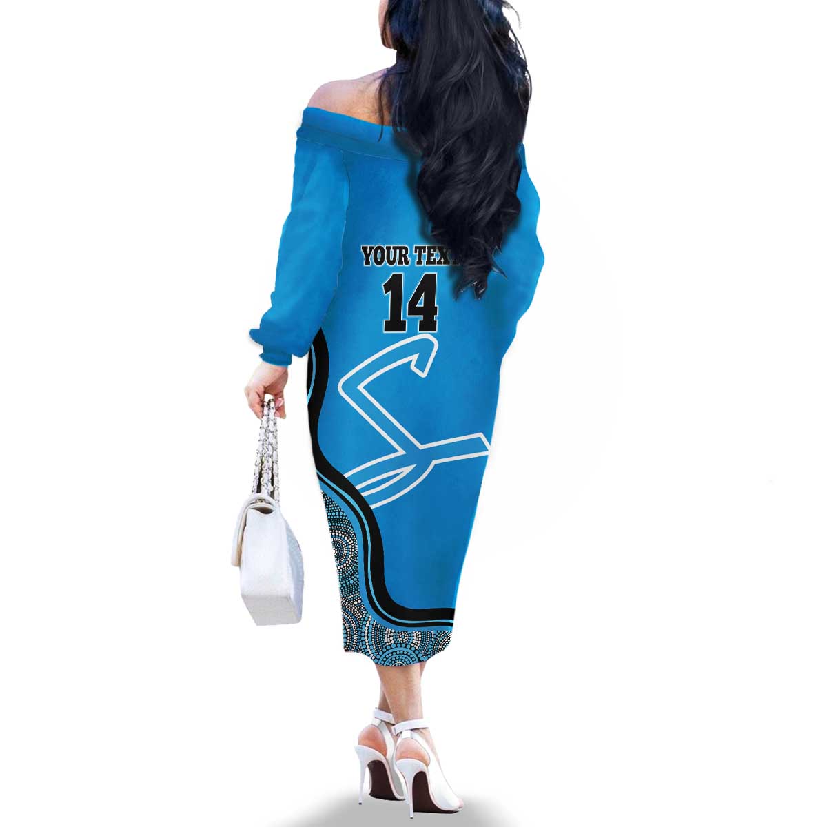 Custom Adelaide Strikers Family Matching Off The Shoulder Long Sleeve Dress and Hawaiian Shirt Indigenous Art - Grunge Style