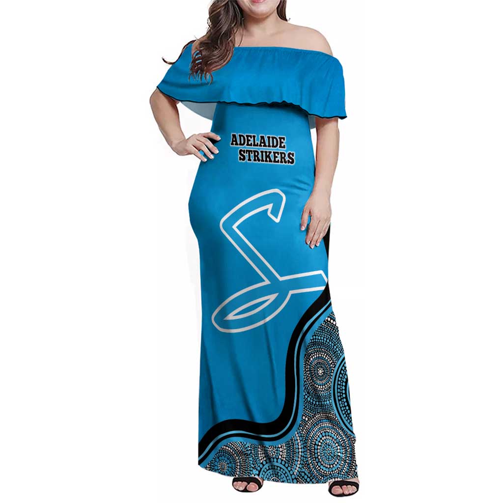 Custom Adelaide Strikers Family Matching Off Shoulder Maxi Dress and Hawaiian Shirt Indigenous Art - Grunge Style