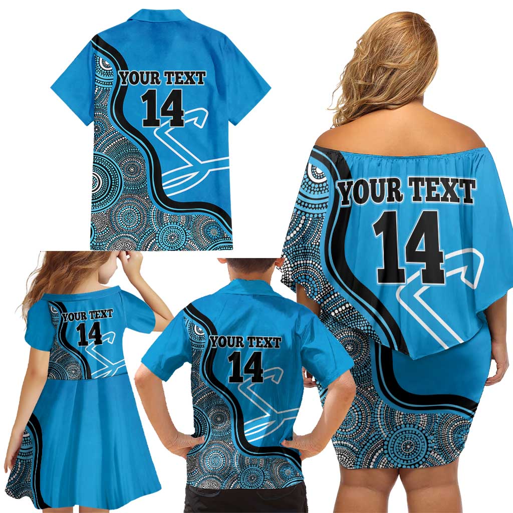 Custom Adelaide Strikers Family Matching Off Shoulder Short Dress and Hawaiian Shirt Indigenous Art - Grunge Style