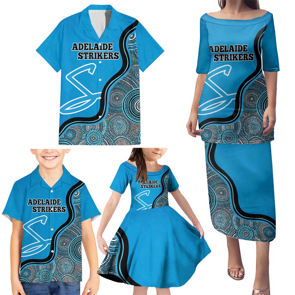 Custom Adelaide Strikers Family Matching Puletasi and Hawaiian Shirt Indigenous Art - Grunge Style