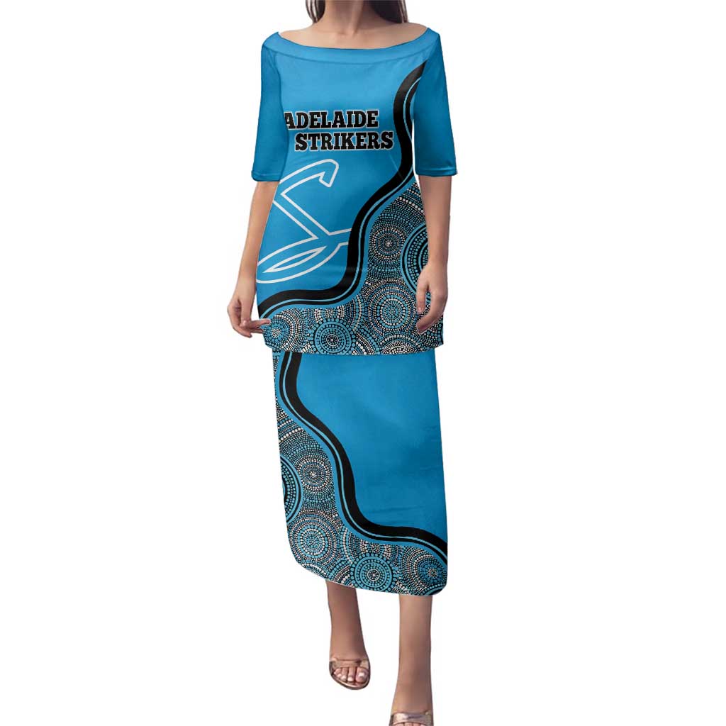 Custom Adelaide Strikers Family Matching Puletasi and Hawaiian Shirt Indigenous Art - Grunge Style