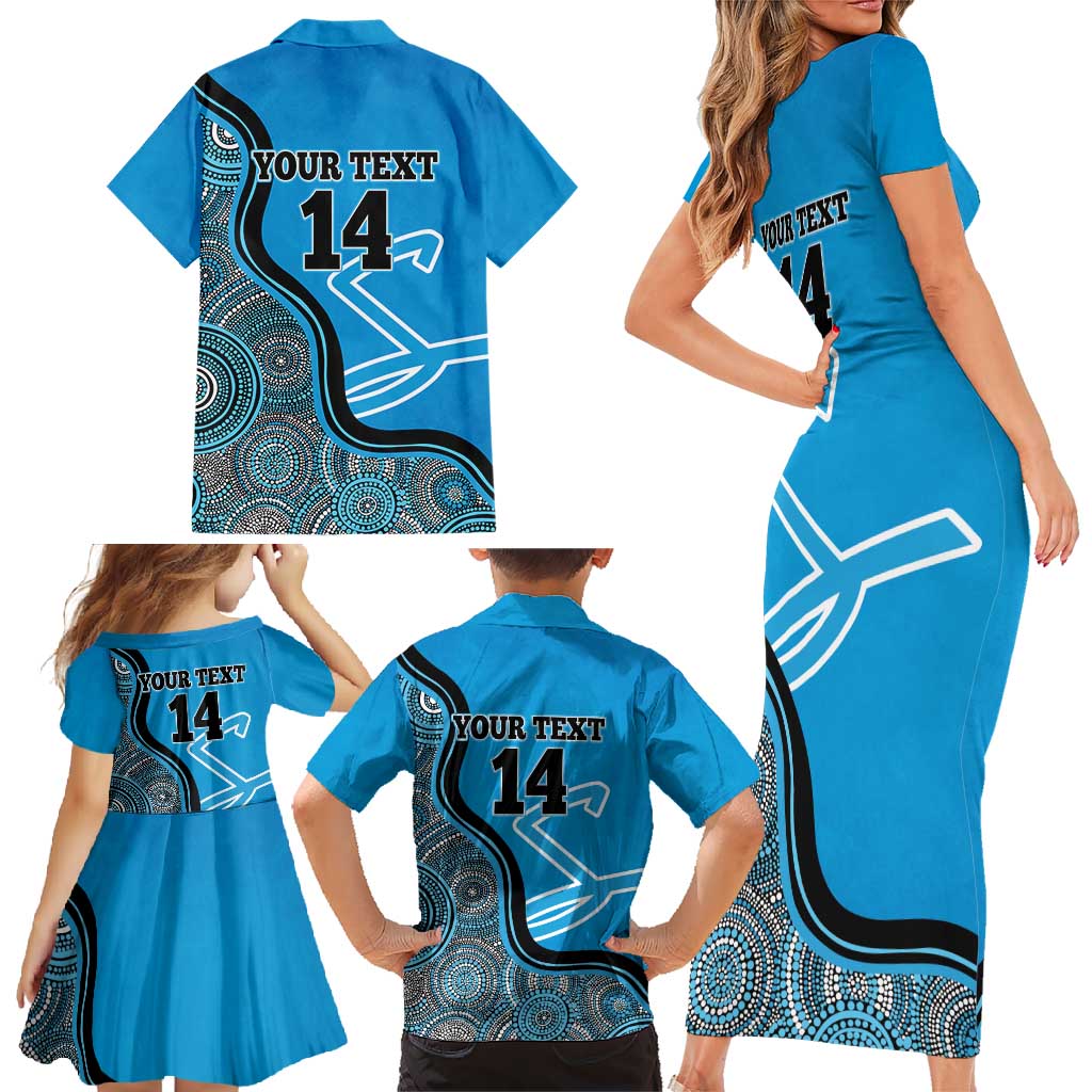 Custom Adelaide Strikers Family Matching Short Sleeve Bodycon Dress and Hawaiian Shirt Indigenous Art - Grunge Style