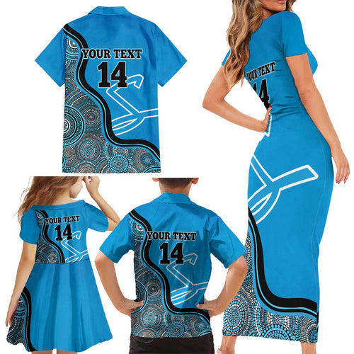 Custom Adelaide Strikers Family Matching Short Sleeve Bodycon Dress and Hawaiian Shirt Indigenous Art - Grunge Style