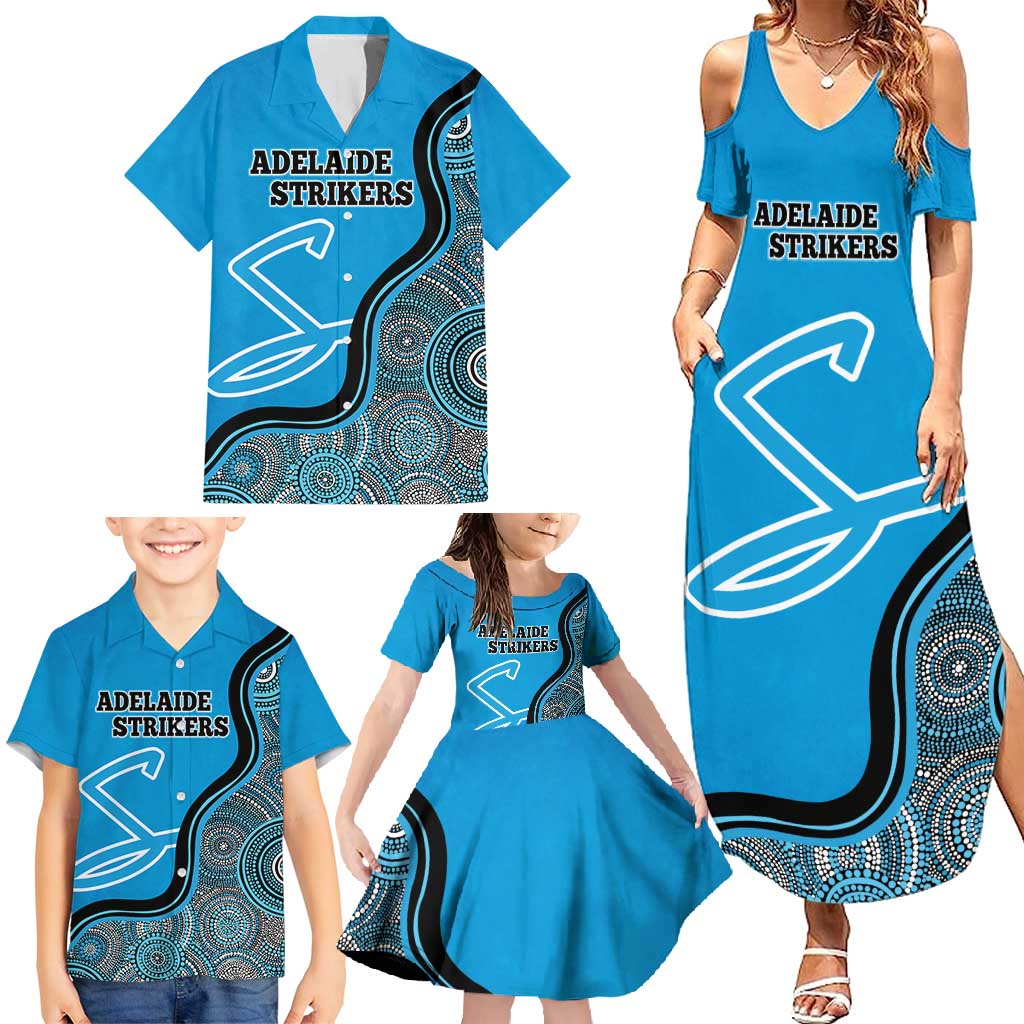 Custom Adelaide Strikers Family Matching Summer Maxi Dress and Hawaiian Shirt Indigenous Art - Grunge Style
