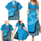 Custom Adelaide Strikers Family Matching Summer Maxi Dress and Hawaiian Shirt Indigenous Art - Grunge Style