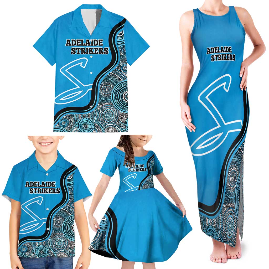 Custom Adelaide Strikers Family Matching Tank Maxi Dress and Hawaiian Shirt Indigenous Art - Grunge Style