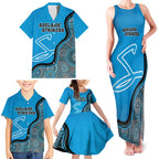 Custom Adelaide Strikers Family Matching Tank Maxi Dress and Hawaiian Shirt Indigenous Art - Grunge Style