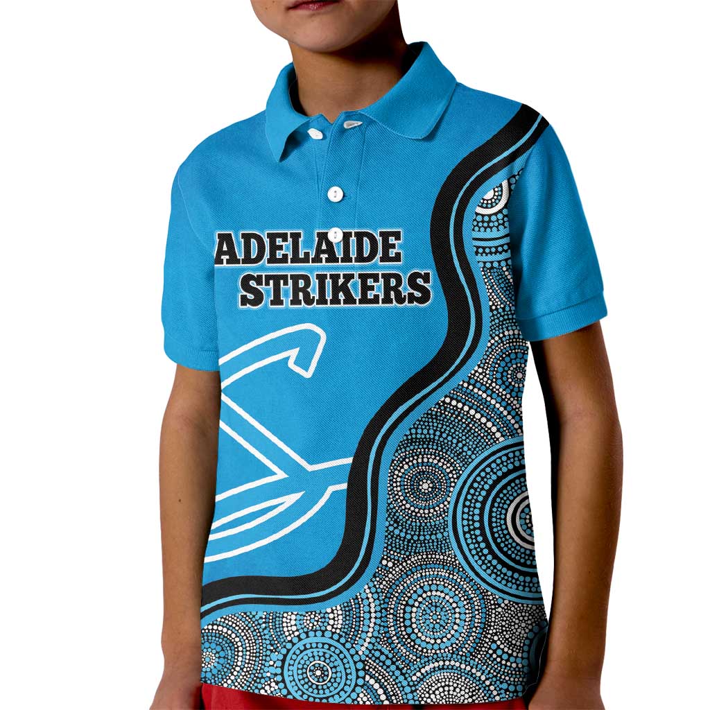 Custom Adelaide Strikers Kid Polo Shirt Indigenous Art - Grunge Style