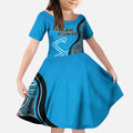 Custom Adelaide Strikers Kid Short Sleeve Dress Indigenous Art - Grunge Style