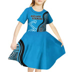 Custom Adelaide Strikers Kid Short Sleeve Dress Indigenous Art - Grunge Style