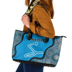 Custom Adelaide Strikers Leather Tote Bag Indigenous Art - Grunge Style