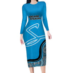 Custom Adelaide Strikers Long Sleeve Bodycon Dress Indigenous Art - Grunge Style