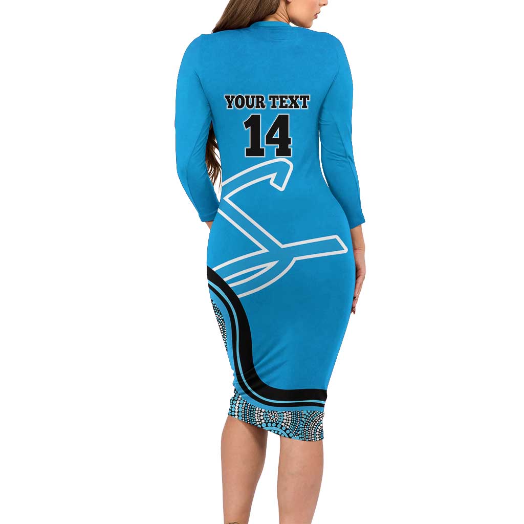 Custom Adelaide Strikers Long Sleeve Bodycon Dress Indigenous Art - Grunge Style