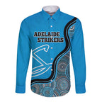 Custom Adelaide Strikers Long Sleeve Button Shirt Indigenous Art - Grunge Style