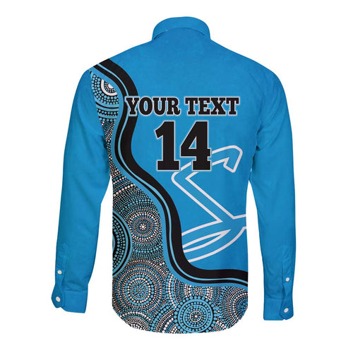 Custom Adelaide Strikers Long Sleeve Button Shirt Indigenous Art - Grunge Style