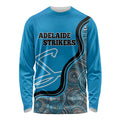 Custom Adelaide Strikers Long Sleeve Shirt Indigenous Art - Grunge Style