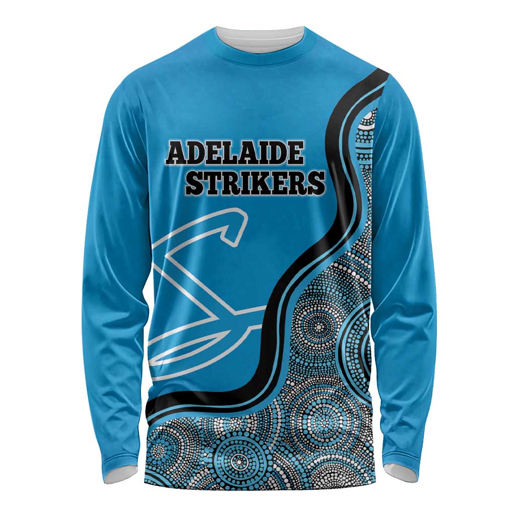 Custom Adelaide Strikers Long Sleeve Shirt Indigenous Art - Grunge Style