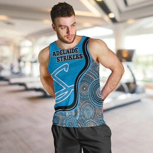 Custom Adelaide Strikers Men Tank Top Indigenous Art - Grunge Style