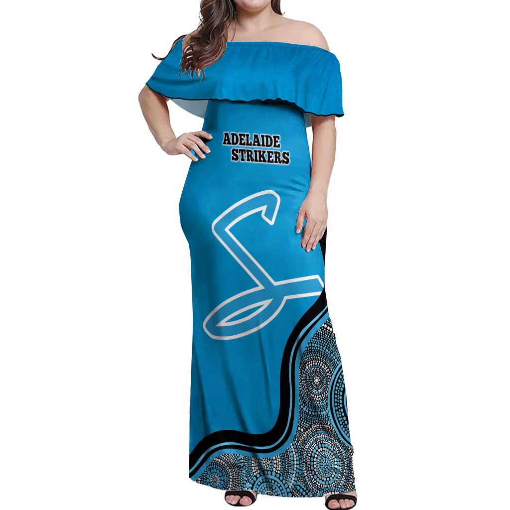 Custom Adelaide Strikers Off Shoulder Maxi Dress Indigenous Art - Grunge Style