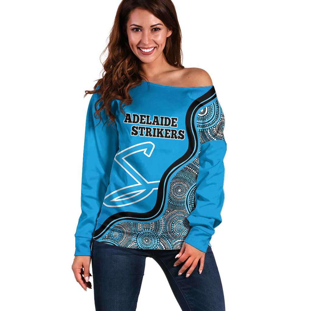 Custom Adelaide Strikers Off Shoulder Sweater Indigenous Art - Grunge Style