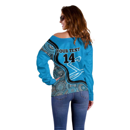 Custom Adelaide Strikers Off Shoulder Sweater Indigenous Art - Grunge Style