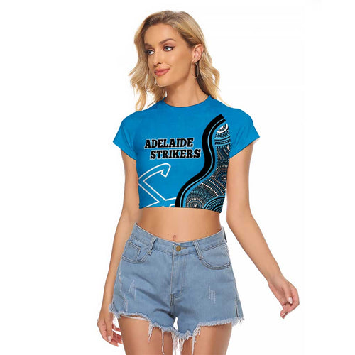 Custom Adelaide Strikers Raglan Cropped T Shirt Indigenous Art - Grunge Style