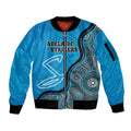 Custom Adelaide Strikers Sleeve Zip Bomber Jacket Indigenous Art - Grunge Style