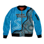 Custom Adelaide Strikers Sleeve Zip Bomber Jacket Indigenous Art - Grunge Style