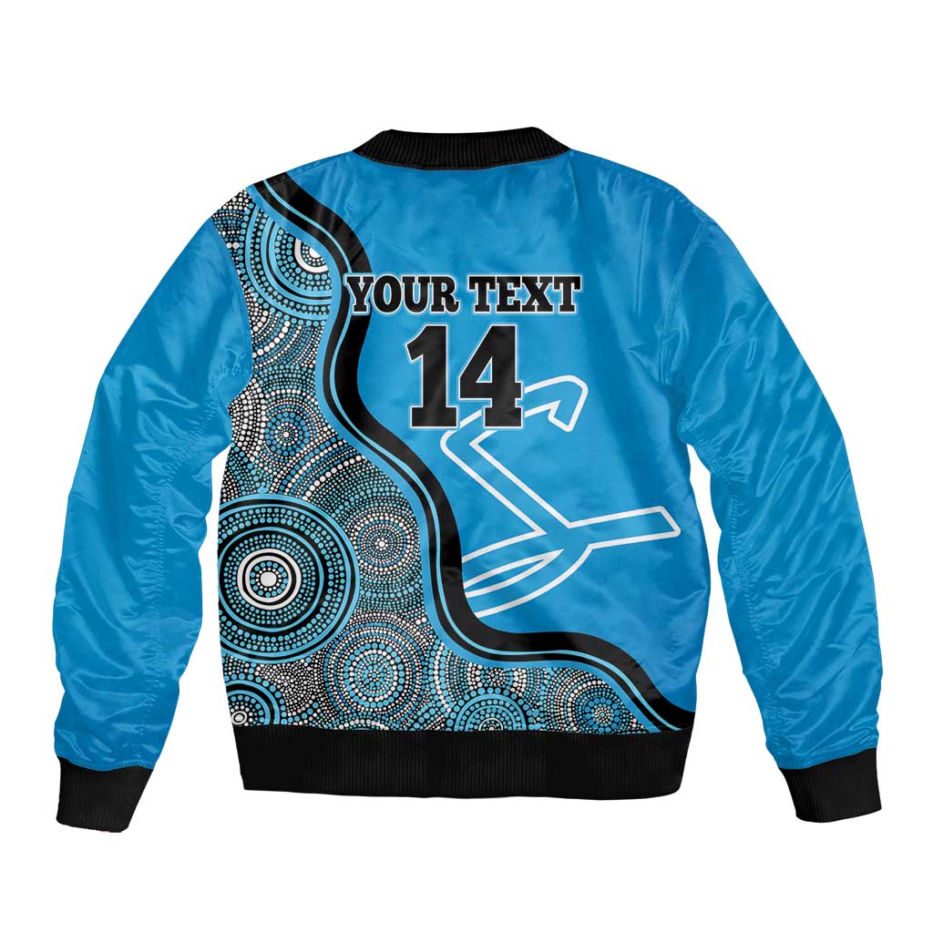 Custom Adelaide Strikers Sleeve Zip Bomber Jacket Indigenous Art - Grunge Style