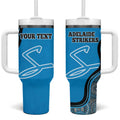 Custom Adelaide Strikers Tumbler With Handle Indigenous Art - Grunge Style
