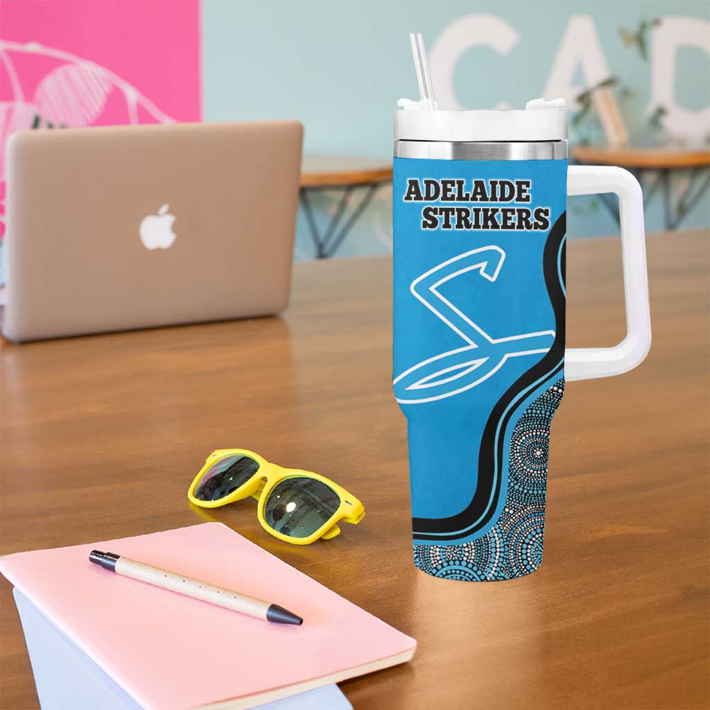 Custom Adelaide Strikers Tumbler With Handle Indigenous Art - Grunge Style