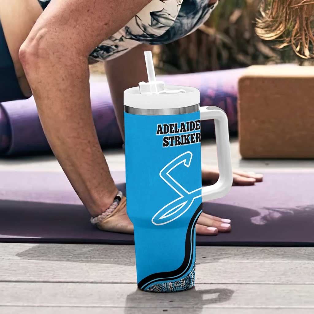 Custom Adelaide Strikers Tumbler With Handle Indigenous Art - Grunge Style
