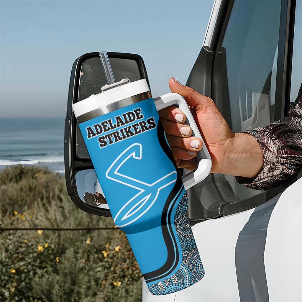 Custom Adelaide Strikers Tumbler With Handle Indigenous Art - Grunge Style