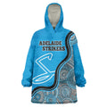 Custom Adelaide Strikers Wearable Blanket Hoodie Indigenous Art - Grunge Style