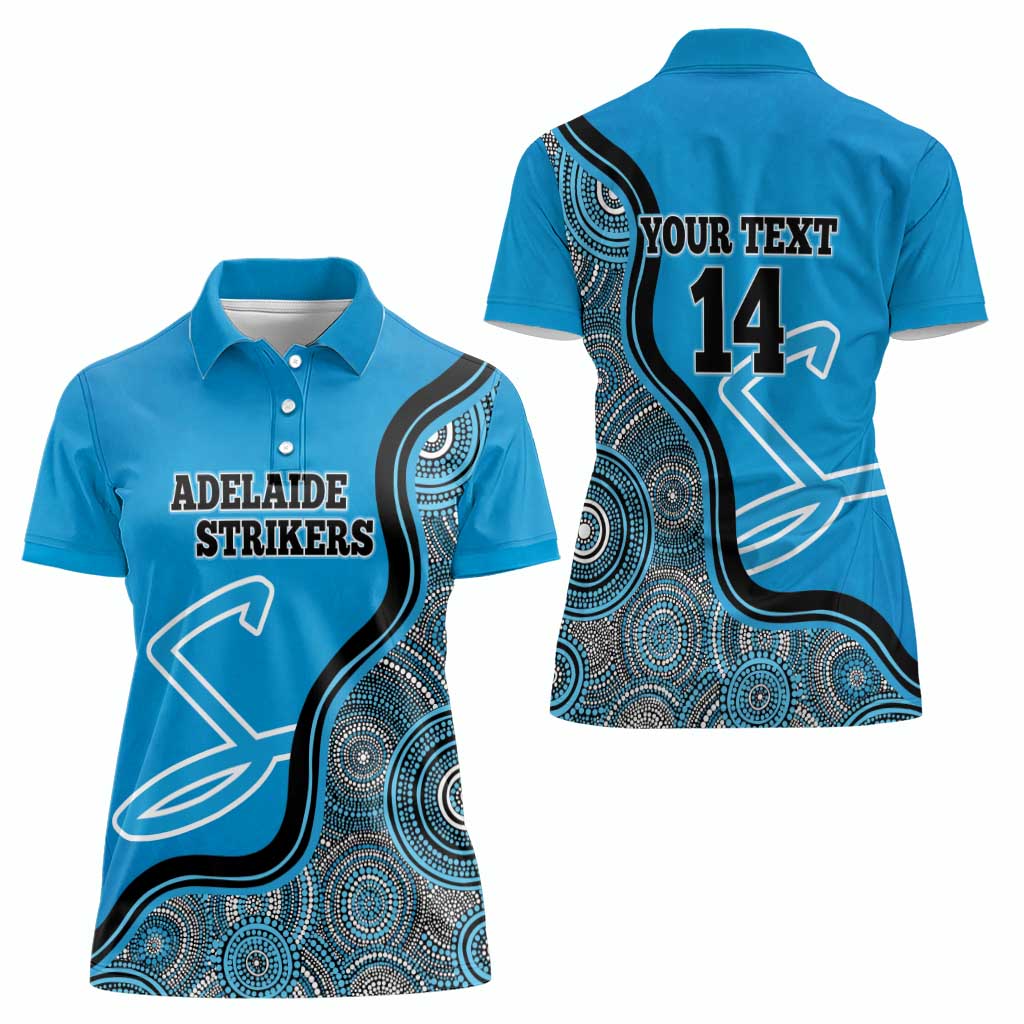 Custom Adelaide Strikers Women Polo Shirt Indigenous Art - Grunge Style