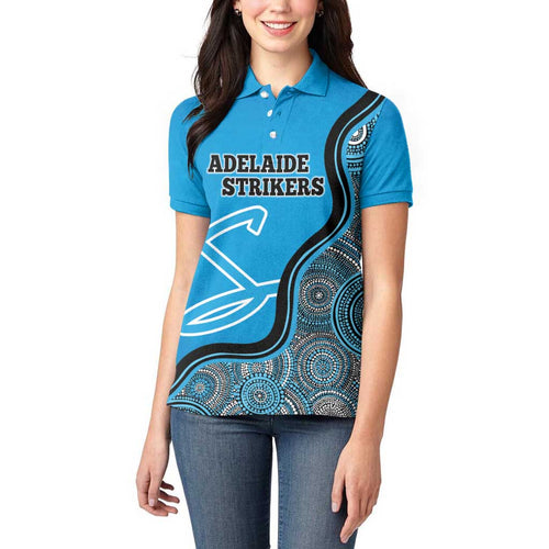 Custom Adelaide Strikers Women Polo Shirt Indigenous Art - Grunge Style