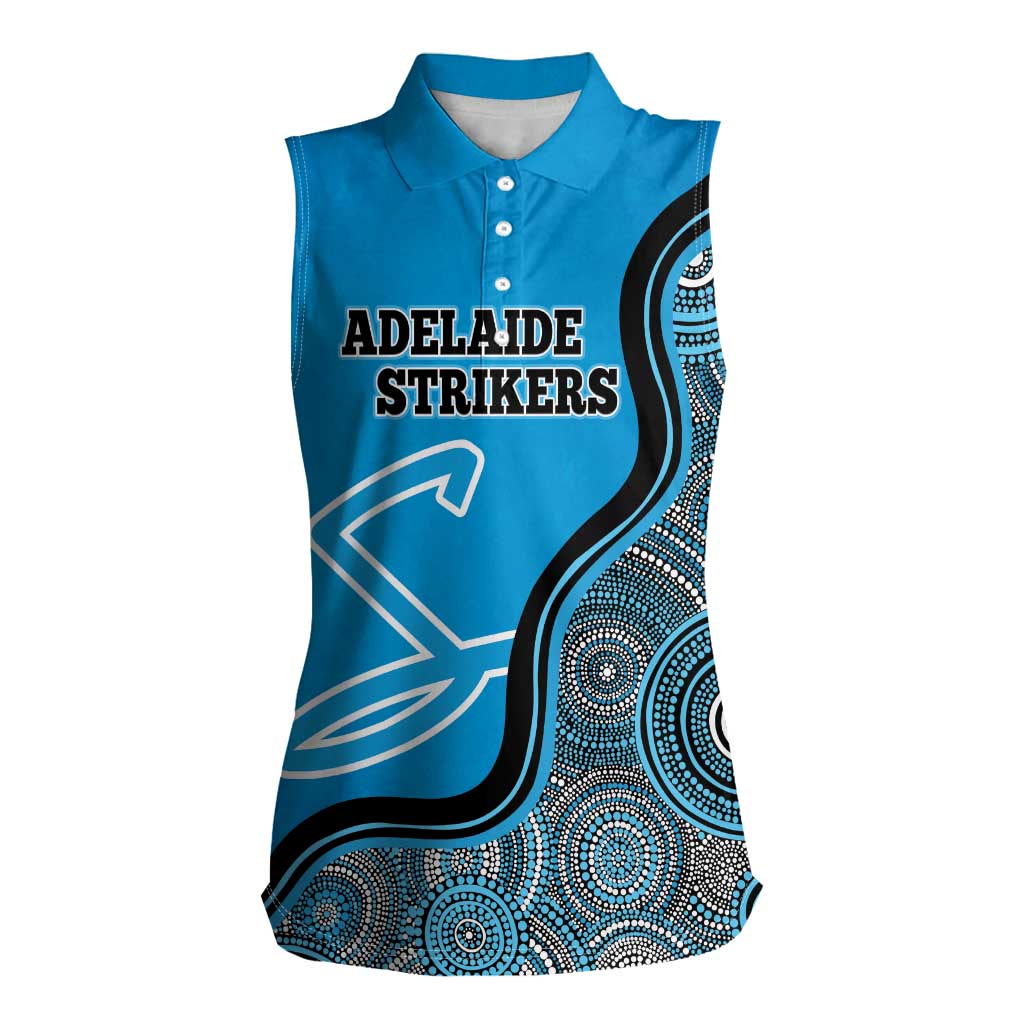 Custom Adelaide Strikers Women Sleeveless Polo Shirt Indigenous Art - Grunge Style