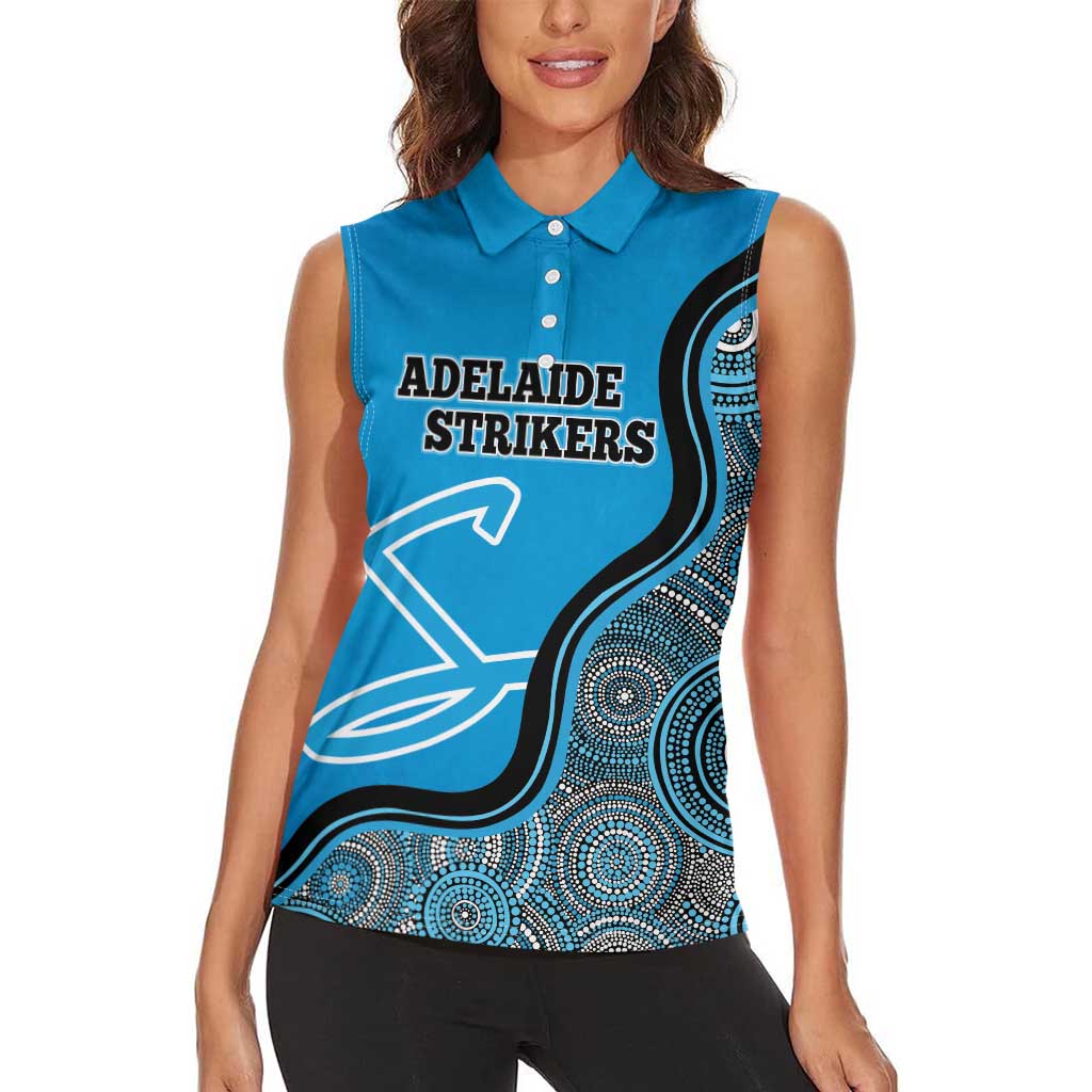 Custom Adelaide Strikers Women Sleeveless Polo Shirt Indigenous Art - Grunge Style